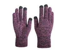 SHENGG Invierno hombres mujeres acrílico tejido manopla muñeca elástica dedo completo dentro cepillado guante cálido(Black Red)