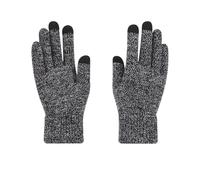 SHENGG Invierno hombres mujeres acrílico tejido manopla muñeca elástica dedo completo dentro cepillado guante cálido(Black White)