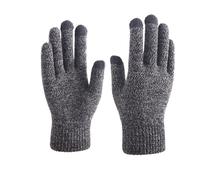 SHENGG Invierno hombres mujeres acrílico tejido manopla muñeca elástica dedo completo dentro cepillado guante cálido(Black Gray)
