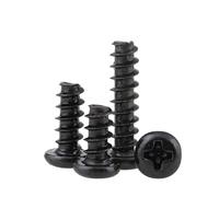 SHENGG Lote de 100 tornillos autorroscantes de cabeza plana con ranura en cruz, M1, M1.2, M1.4, M1.7, M2, M2.3, M2.6, M3, M3.5, M4, M5, de acero al carbono negro.(4mm x100pcs,M1.2)