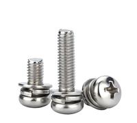 SHENGG Tornillo de cabeza redonda 3 en 1 con arandela/arandela de resorte combinación de tornillo de cabeza plana de acero inoxidable 304 M1.6M2M2.5M3 ~ M8(50mm,M4 (20Pcs))