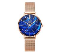 SHENGKE Creative Simplicity - Reloj de pulsera para mujer, correa de malla, elegante, reloj de pulsera para mujer, K0103l-azul, Moderno