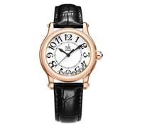 SHENGKE Reloj Casual de Moda para Mujer Esfera fácil de Leer Pantalla de 12 Horas Caja Redonda Reloj de Pulsera analógico Correa de Piel Suave y Transpirable (Blanco-Oro)