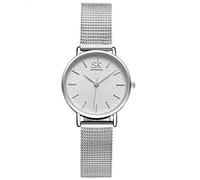 SHENGKE Reloj de Pulsera para Mujer, Correa de Malla, Elegante, para Mujer, Estilo Simplicidad (K0006-silver-mesh Band)