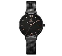 SHENGKE Reloj de Pulsera para Mujer, Correa de Malla, Elegante, para Mujer, Estilo Simplicidad (K0039-black-mesh Band)