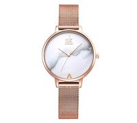 SHENGKE Reloj de Pulsera para Mujer, Correa de Malla, Elegante, para Mujer, Estilo Simplicidad (K0039-rosegold-mesh Band)