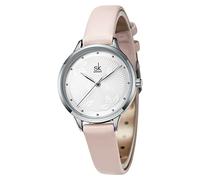 SHENGKE - Reloj de Pulsera para Mujer, Correa de Piel, Esfera Simple, Impermeable, Relogio Feminino (Rosado)