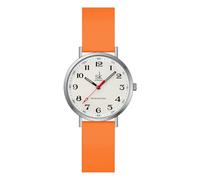 SHENGKE - Reloj Deportivo Casual para Mujer Resistente al Sudor con Esfera de fácil Lectura y Correa de Silicona Resistente al Agua, Plateado/Naranja., Japonés