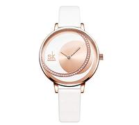 SHENGKE Relojes de Mujer Banda de Cuero Relojes de Cuarzo de Lujo Vestido para Mujer Reloj de Pulsera