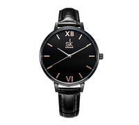 SHENGKE Relojes de Mujer Banda de Cuero Relojes de Cuarzo de Lujo Vestido para Mujer Reloj de Pulsera Negro…