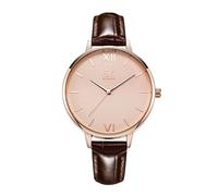 SHENGKE Relojes de Mujer Banda de Cuero Relojes de Cuarzo de Lujo Vestido para Mujer Reloj de Pulsera Marrón