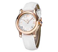 SHENGKE Relojes de Mujer de Cuero de la Banda de Cuarzo de los Relojes Ocasionales de Ginebra Señora Reloj, Blanco, Reloj de Cuarzo