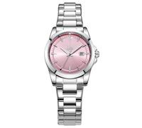 SHENGKE Relojes Minimalistas De Cuarzo para Mujer con Fecha Brazalete De Acero Inoxidable Y Esfera De Color A La Moda (Plata-Rosa)