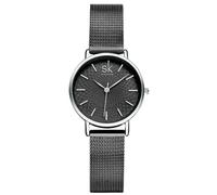 SHENGKE Relojes para Mujer ，Correa de Malla Reloj de Cuarzo para Mujer Reloj de Pulsera Simple a Prueba de Agua Reloj de Pulsera para Mujer Negro