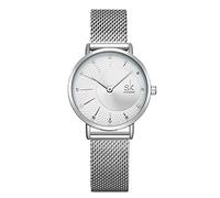 SHENGKE Simplicity - Elegante correa de malla para mujer, reloj de pulsera informal para mujer, K0093L-PLATA, Moderno