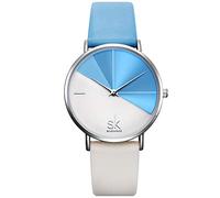 SHENGKE Simplicity - Reloj de pulsera para mujer, diseño de piel auténtica, elegante, para mujer, K0095-Azul