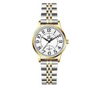 SHENGKE SK Business Classic - Reloj elegante para mujer con correa de acero inoxidable de piel auténtica, acero romano, Classic
