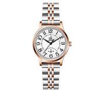 SHENGKE SK Business Classic - Reloj para mujer con correa de acero inoxidable de cuero genuino, negro, cuero, (Black-leather)