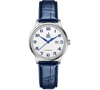 SHENGKE SK Business Classic - Reloj para mujer con correa de acero inoxidable de cuero genuino, Piel arábiga