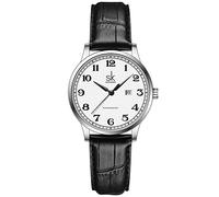 SHENGKE SK Business Classic - Reloj para mujer con correa de acero inoxidable y cuero genuino, Cuero romano, Classic