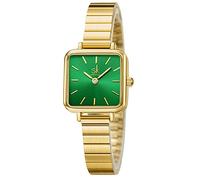SHENGKE SK Fashion - Relojes de moda para mujer, minimalistas, cuadrados, para mujer, Verde-Dorado, Minimalista