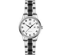 SHENGKE SK Relojes lassic Business para Mujer con Correa de Acero Inoxidable y Elegante Reloj con Calendario para Mujer(Silver)