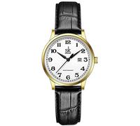 SHENGKE SK Relojes lassic Business para Mujer con Correa de Acero Inoxidable y Elegante Reloj con Calendario para Mujer (Gold-Black)