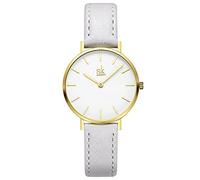 SHENGKE SK Ultra Thin Minialist Mujeres Relojes Simple Dos Manos Señoras Vestido Reloj Correa de Cuero (Grey)
