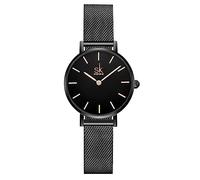 SHENGKE SK Ultra Thin Minialist Mujeres Relojes Simple Dos Manos Señoras Vestido Reloj Correa de Cuero (Black-Mesh)