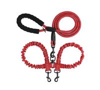 SHENGLINE Correa elástica retráctil para pasear a 2 perros, resistente y ajustable, doble sin enredos, color rojo