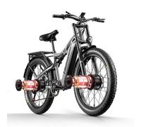 Shengmilo Bicicleta eléctrica S600, motor dual, batería de 48 V 17.5 AH, neumáticos gruesos de 26 x 3.0 pulgadas, suspensión completa, pantalla a color, bicicleta de montaña