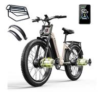 Shengmilo -S700 Bicicleta eléctrica de 26 × 3,0 pulgadas, bicicleta eléctrica con dos motores, alcance máximo 70 km, batería extraíble de 17,5 Ah, frenos hidráulicos, horquilla delantera de doble