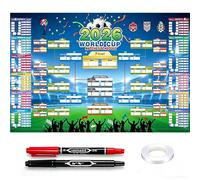 Shengou 60×84cm Fútbol M 2026 Wallchart con 2 Bolígrafos,Fijaciones Copa Mundial de Fútbol,Decoraciones de Fiesta deFútbol,Mapa de Pared con Presentación de Todos los 48 Equipos para aficionados