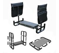 Shengou Asiento de Jardín Kneeler 2 en 1 con Bolsa para Herramientas, 60x52x27cm Banco de Jardinería Plegable, Portátil y Plegable Banco de Rodillas, Taburete Reclinatorio de Jardín (Negro)