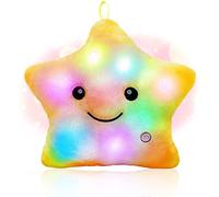 Shengou Weihnachten Cojín Luminosas,Almohada con Luces.Almohada Felpa Luminoso,Cojín de Peluche con luz LED,Cojín Estrella LED,Cojín Trasero Decoración,Estrellas Cojín de Felpa (Gelb)