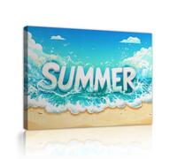 SHENGPOSTER Arte mural de lienzo de playa de verano Estampado mural de olas del océano Carteles de pintura para la decoración de pared del salón Decoración minimalista azul brillante interior 40x56cm