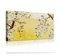 SHENGPOSTER Arte pared en lienzo extra granMagnolia Oriole Floral Pájaro Impresiones en lienzo Arte caligrafía china Cuadros pared para decoración del hogar Dormitorio 45x90cm Marco interior