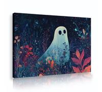 SHENGPOSTER Arte pared en lienzo Halloween terror Flores jungla ensueño y hierba Imágenes fantasmas Póster impresión dormitorio para Decor del hogar habitación adolescentes 30x42cm Marco interior