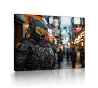 SHENGPOSTER Arte pared en lienzo tema futurista industrial urbano ciencia ficción robot cuadros pinturas obras arte divertidas para niños y adolescentes dormitorio sala juegos 70x84cm marco interior
