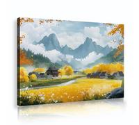 SHENGPOSTER Autumn Tranquil Valley Litazo Arte mural Paisajes asiáticos Vistas de montaña Decoración de pared zen para casa de campo Sala de estar Dormitorio interior 65x98cm