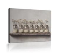 SHENGPOSTER Botella cristal vidrio rústica para una granja llena arena y aliento bebé sobre estantería flotante Grabados en lienzo para casa comedor cabaña 55x70cm con estructura interior