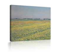 SHENGPOSTER Gustave Caillebotte Dibujo mural en lienzo liso Réplica de pintura famosa Campos amarillos Paisaje impresionista Imagen lista para colgar Decoración mural Marco interior 30x40cm