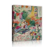 SHENGPOSTER Henri Matisse Lienzos arte mural para sala estar dormitorio interior con una niña (niña leyendo) pintura famosa réplica decoración pared 65x85cm marco interior