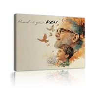 SHENGPOSTER Legado emocional Impresión lienzo Cita Orgulloso ser tu hijo con pájaros voladores y Padre e hijo Arte mural para galería familiar Decoración recuerdos infancia Cuadro interior 80x96cm