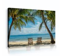 SHENGPOSTER Minimalismo moderno Imágenes de decoración mural Arte mural de lienzo tropical de playa Relajante Grabados de lienzo de palmeras oceánicas para comedor Marco interior de baño 35x52cm