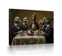 SHENGPOSTER Surrealismo Caprichoso Arte Pared para Decoraciones Hogar Acción Gracias Pájaro Banquete Comedor Lienzo Lienzo para Sala Estar Dormitorio Decoración Pared 20x25cm Marco Interior