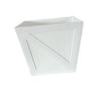 ShengQuanHao Maceta Cuadrada de Resina Macetero Rústico para Jardín Caja Decorativa para Plantas Y Flores Soporte Cuadrado Funcional Textura Imitación Madera, Blanco
