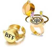 Shengruili 2 anillos de mejores amigos para siempre, dulce anillo BFF, anillo ajustable con tapa abierta, anillo de abrazo, anillo de tapa abierta, anillos de amistad, regalos para mujeres y niñas, 1