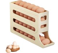 Shengruili Huevera para frigorífico, 4 niveles, apilable, color beige