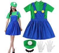 Shengruili Juego de 4 disfraz Luigi, para cosplay, mujer, hombre y niño, Navidad, carnaval